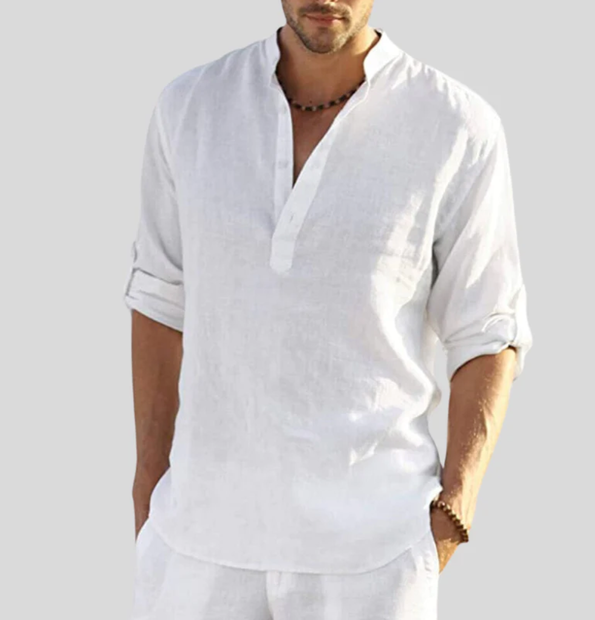 Linen Shirt – Men's Shirt with Half-length Sleeves and Buttons – Light Summer Shirt-Southern-Taylor