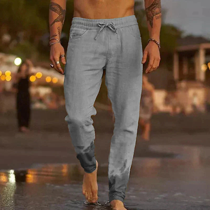 Linen Trousers - Drawstring - Elastic Waist - Summer Trousers - Men's Clothing Made of Linen-Southern-Taylor