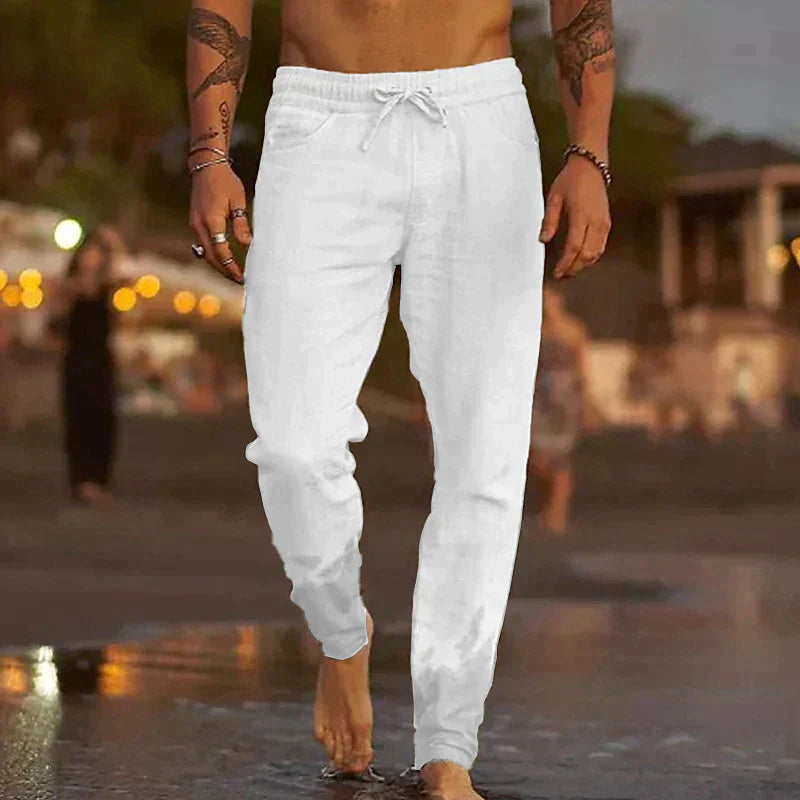 Linen Trousers - Drawstring - Elastic Waist - Summer Trousers - Men's Clothing Made of Linen-Southern-Taylor