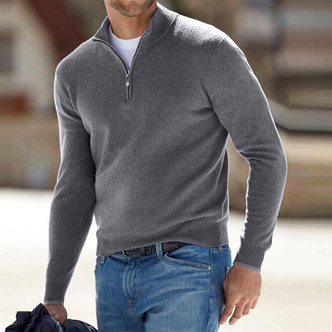 Men's Quarter Zip Sweater - Knitted - Pullover - Polo Jumper - Men's Half Zip Jumper 