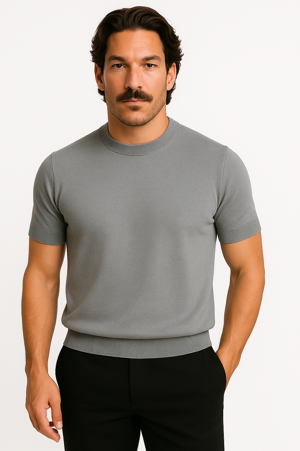 Knit T-Shirt | Round Neck | Regular Fit | Plain T-Shirt | Men's Clothing