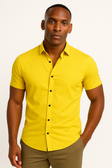 Short Sleeve Shirt - Men's Plain Slim Fit Button-Up Dress Shirt