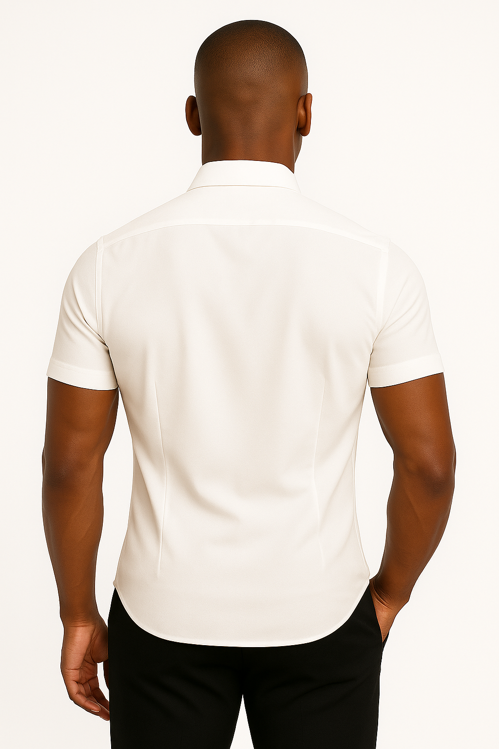 Short Sleeve Shirt - Men's Plain Slim Fit Button-Up Dress Shirt