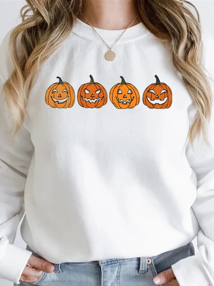 Halloween Pullover - Women's Black and White Pumpkin Jumper