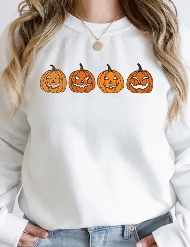 Halloween Pullover - Women's Black and White Pumpkin Jumper
