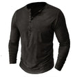 Long Sleeve T-Shirt - Half Buttoned - Pullover - Henley Shirt - Men's Shirt