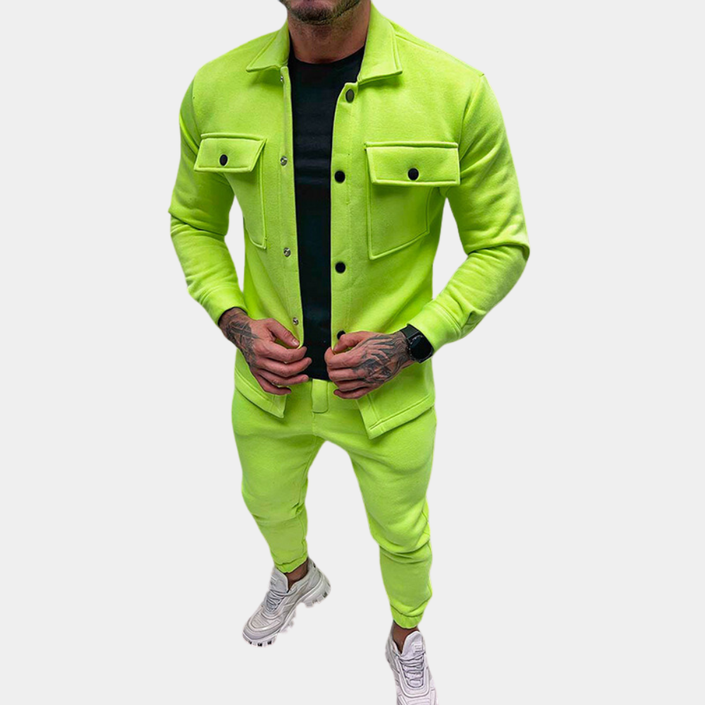 Men's Co-Ord Set - Buttoned Up - Long Sleeve - Two-Piece Set - Men's Clothing