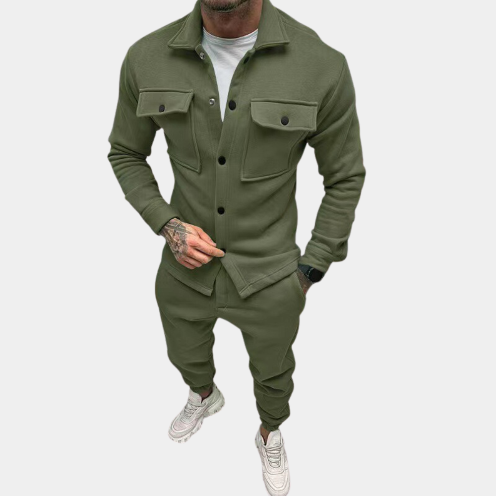 Men's Co-Ord Set - Buttoned Up - Long Sleeve - Two-Piece Set - Men's Clothing