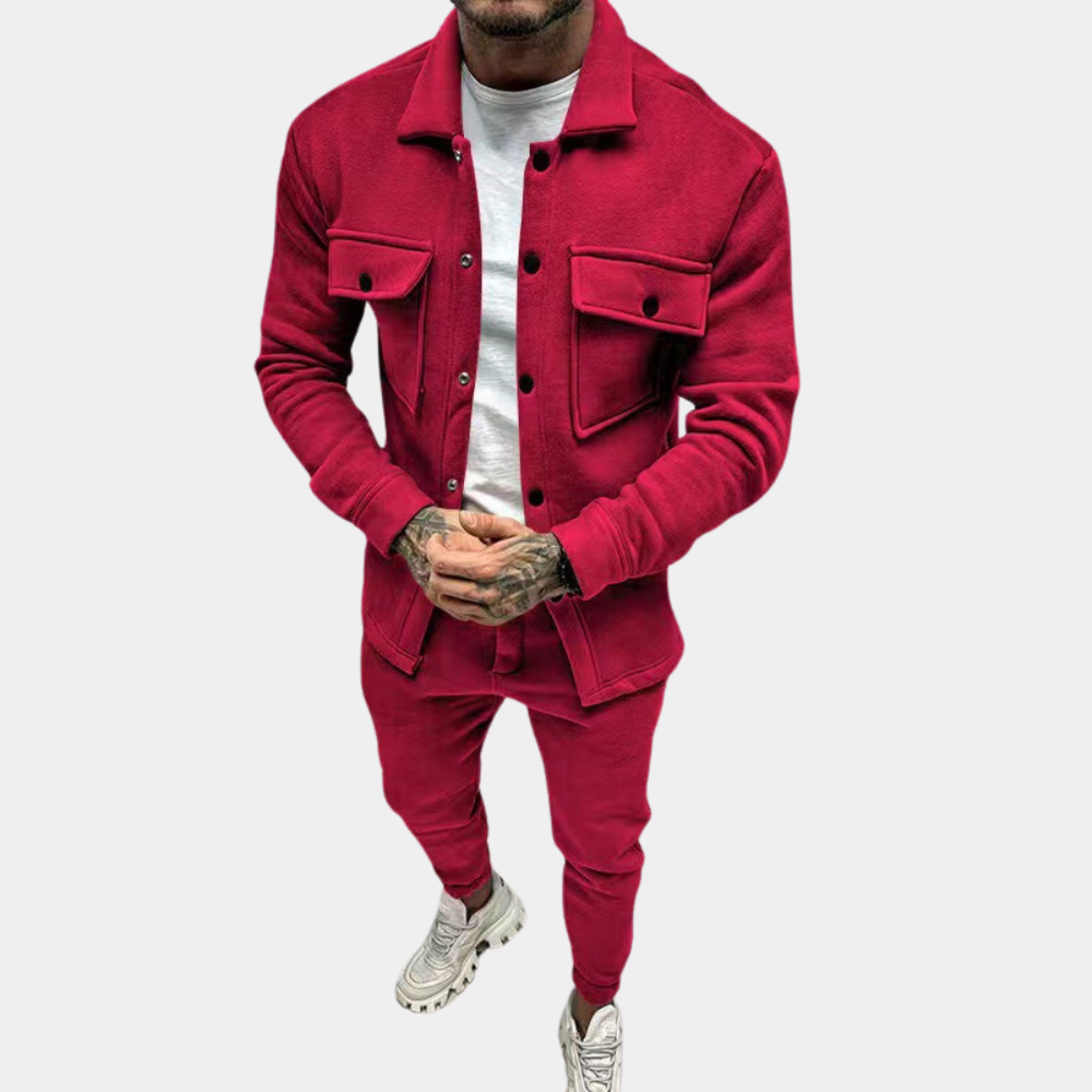Men's Co-Ord Set - Buttoned Up - Long Sleeve - Two-Piece Set - Men's Clothing