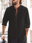 Linen Shirt - Half Buttoned - Long Sleeve - Summer Shirt - Men's Shirt