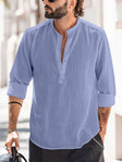 Linen Shirt - Half Buttoned - Long Sleeve - Summer Shirt - Men's Shirt