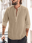Linen Shirt - Half Buttoned - Long Sleeve - Summer Shirt - Men's Shirt