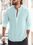 Linen Shirt - Half Buttoned - Long Sleeve - Summer Shirt - Men's Shirt