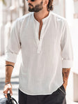 Linen Shirt - Half Buttoned - Long Sleeve - Summer Shirt - Men's Shirt