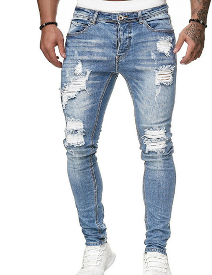 Skinny Jeans - Blue - Slim Fit - Ripped Jeans - Men's Jeans