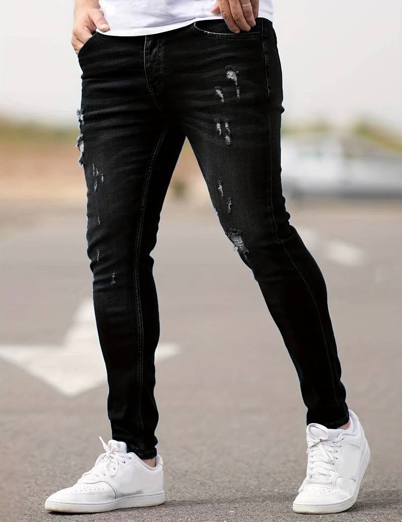 Skinny Jeans - Blue - Slim Fit - Ripped Jeans - Men's Jeans
