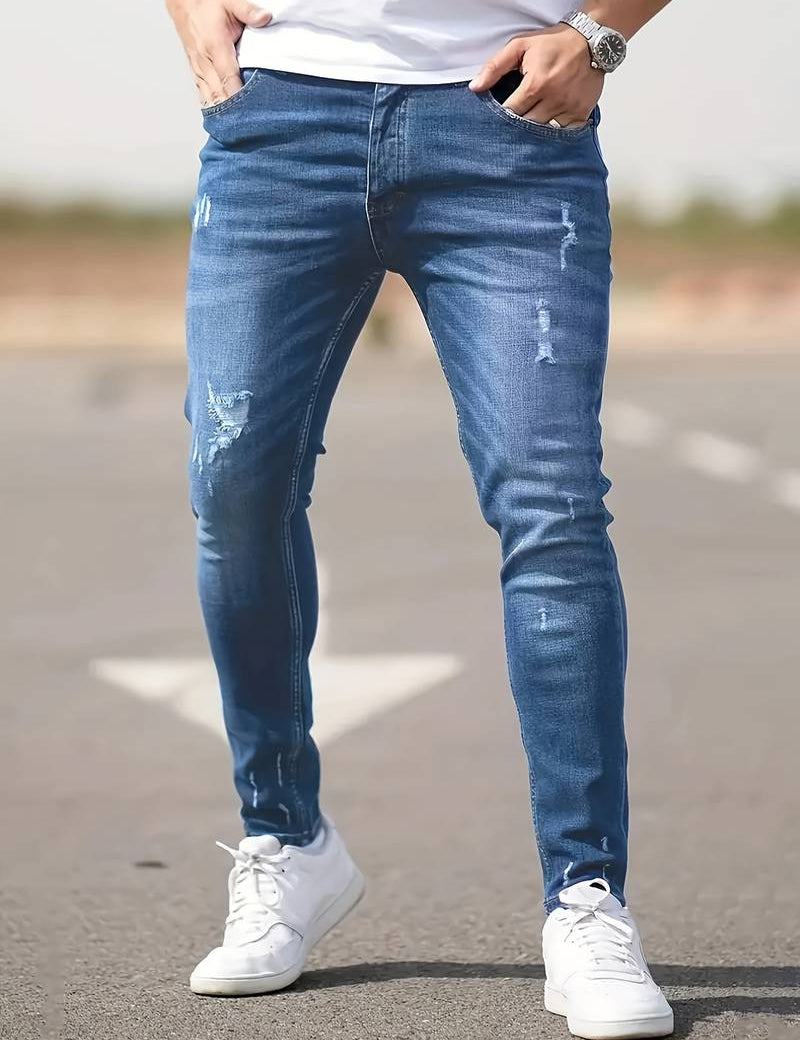 Skinny Jeans - Blue - Slim Fit - Ripped Jeans - Men's Jeans