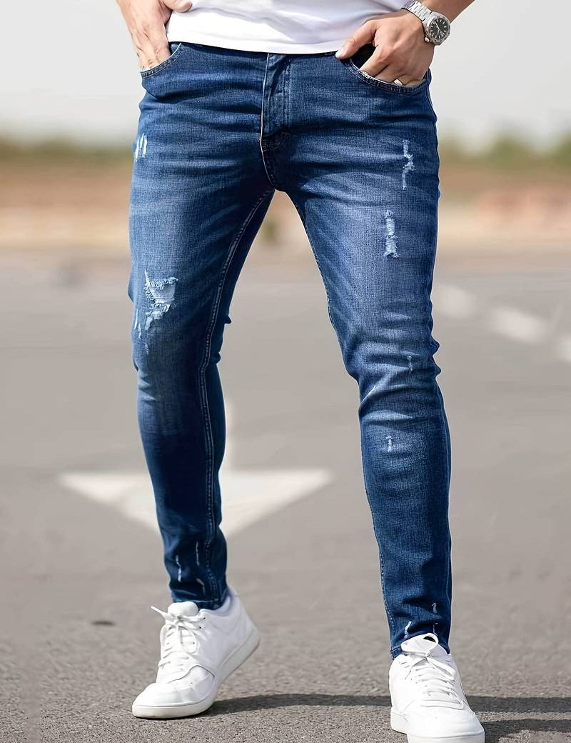 Skinny Jeans - Blue - Slim Fit - Ripped Jeans - Men's Jeans