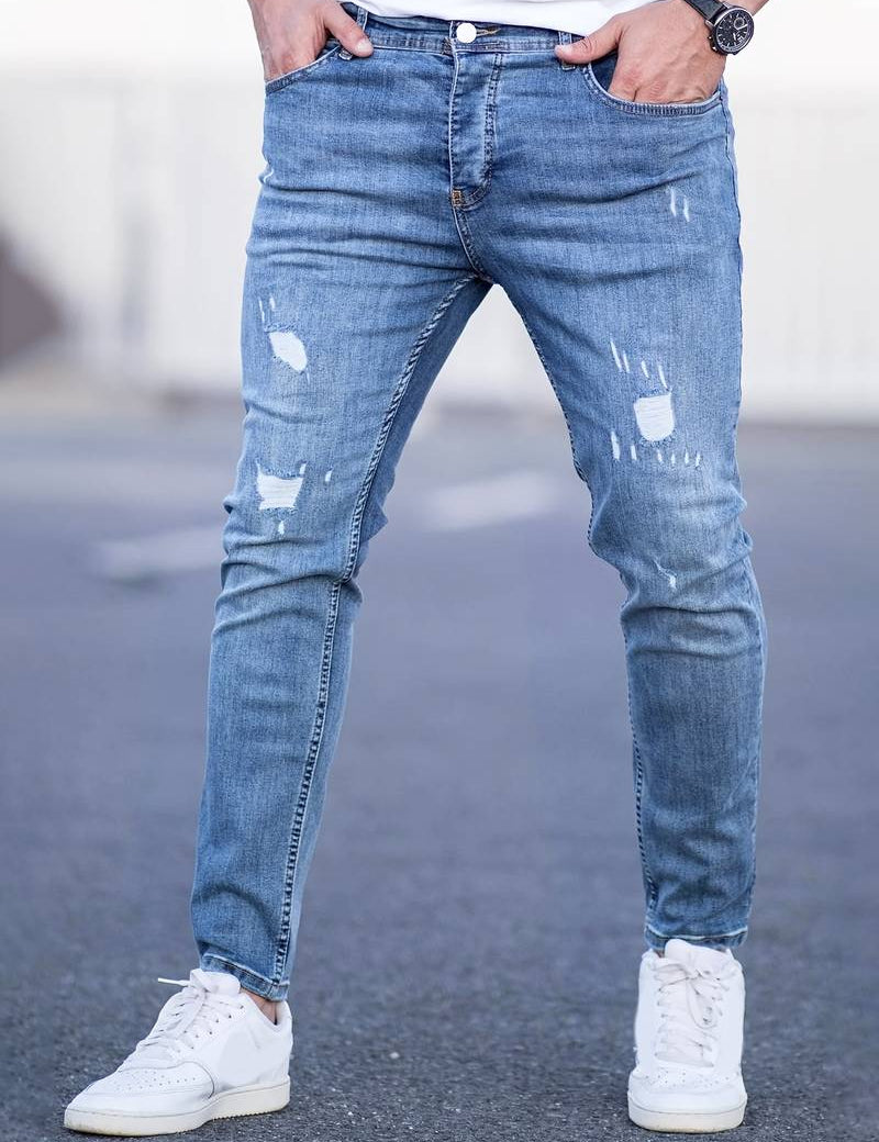 Skinny Jeans - Blue - Slim Fit - Ripped Jeans - Men's Jeans