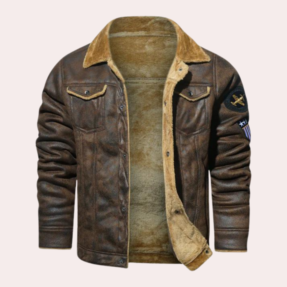 Winter Leather Jacket | Warm | Fleece Lined | Aviator Jacket | Men's Pilot Jacket 