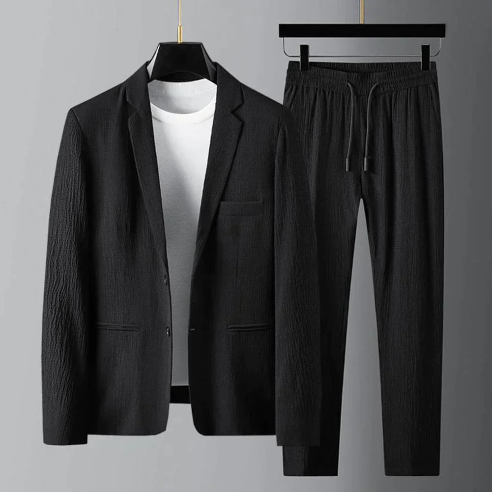 Casual Suit | Lightweight | Drawstring | Trouser and Blazer Set | Men's Two-Piece Set