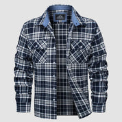 Flannel Shirt - Men's Plaid Button-Up Shirt with Breast Pockets