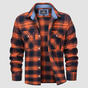 Flannel Shirt - Men's Plaid Button-Up Shirt with Breast Pockets