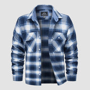 Flannel Shirt - Men's Plaid Button-Up Shirt with Breast Pockets