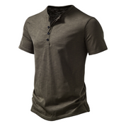 Men's T-Shirt - Quarter Button - Lightweight - Plain T-Shirt - Summer Shirt