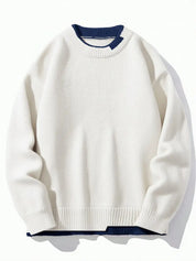 Knitted Jumper - Men's Casual Plain Crew Neck Pullover Sweater