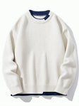 Knitted Jumper - Men's Casual Plain Crew Neck Pullover Sweater