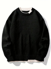 Knitted Jumper - Men's Casual Plain Crew Neck Pullover Sweater