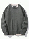 Knitted Jumper - Men's Casual Plain Crew Neck Pullover Sweater