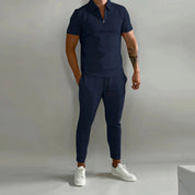 Co-Ord Set | Polo T-Shirt | Elastic Waist | Two-Piece Set | Men's Summer Set