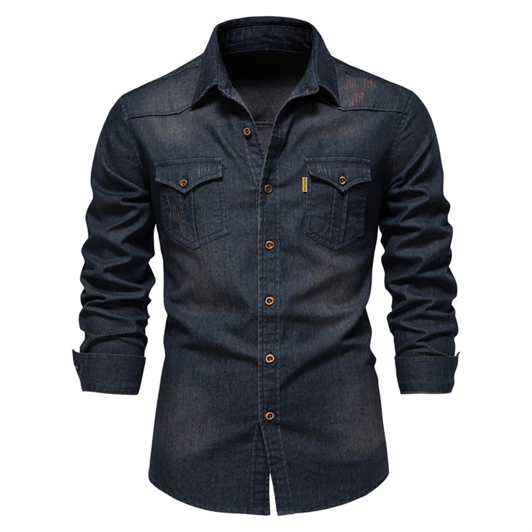 Denim Shirt | Button-Up | Collared | Long Sleeve Shirt | Men's Shirt