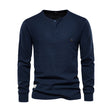 Long Sleeve T-Shirt - Men's Plain Quarter Button Long Sleeve Shirt