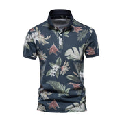 Summer Shirt - Men's Short Sleeve Printed Collared Polo T-Shirt