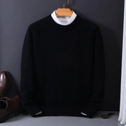 Knitted Sweater - Men's Plain Crew Neck Knitted Jumper for Winter-Men's Sweater-Chaps of London-Black-M-Chaps of London