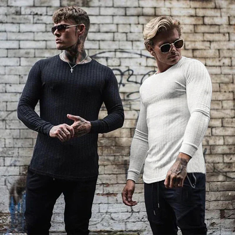 Slim Fit Sweater | Ribbed | Long Sleeve | Knitted Sweater | Men's Clothing