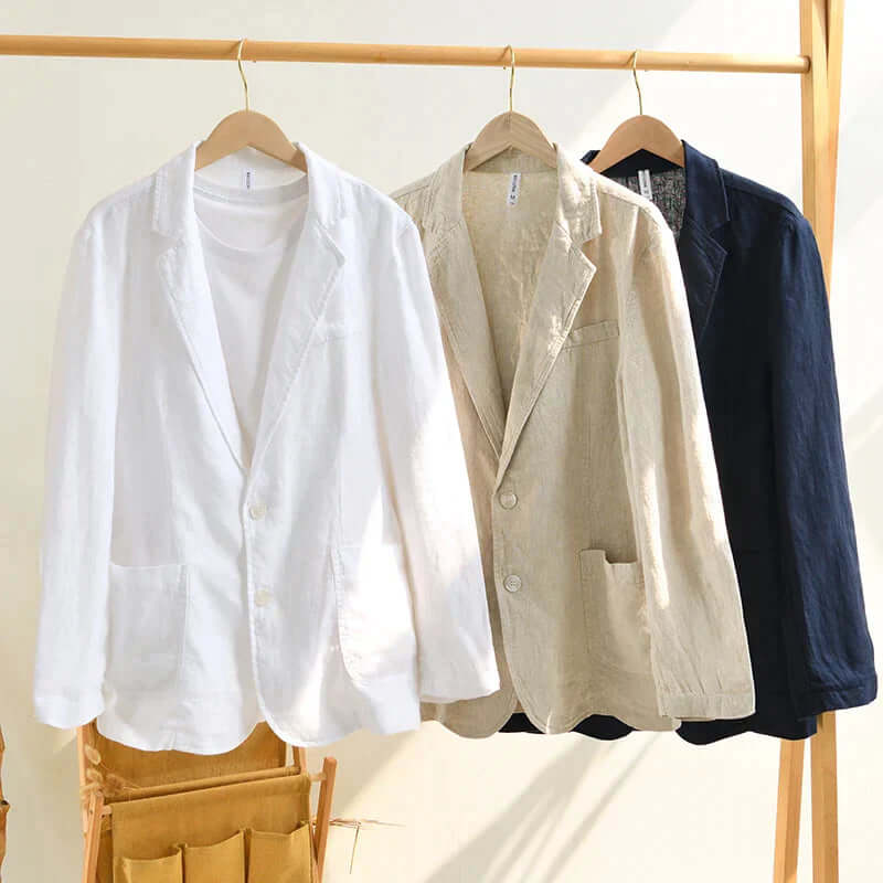 Linen Blazer - Men's Casual Lightweight Single Breasted Blazer Jacket
