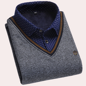 Sweater with Shirt - Men's Collared V-Neck Jumper with Shirt