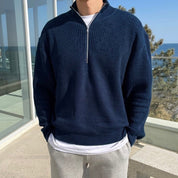 Half-Zip Jumper - Warm - Rib Knit - Knitted Sweater - Men's Half-Zip Pullover