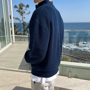 Half-Zip Jumper - Warm - Rib Knit - Knitted Sweater - Men's Half-Zip Pullover