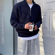 Half-Zip Jumper - Warm - Rib Knit - Knitted Sweater - Men's Half-Zip Pullover