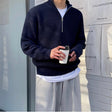 Half-Zip Jumper - Warm - Rib Knit - Knitted Sweater - Men's Half-Zip Pullover