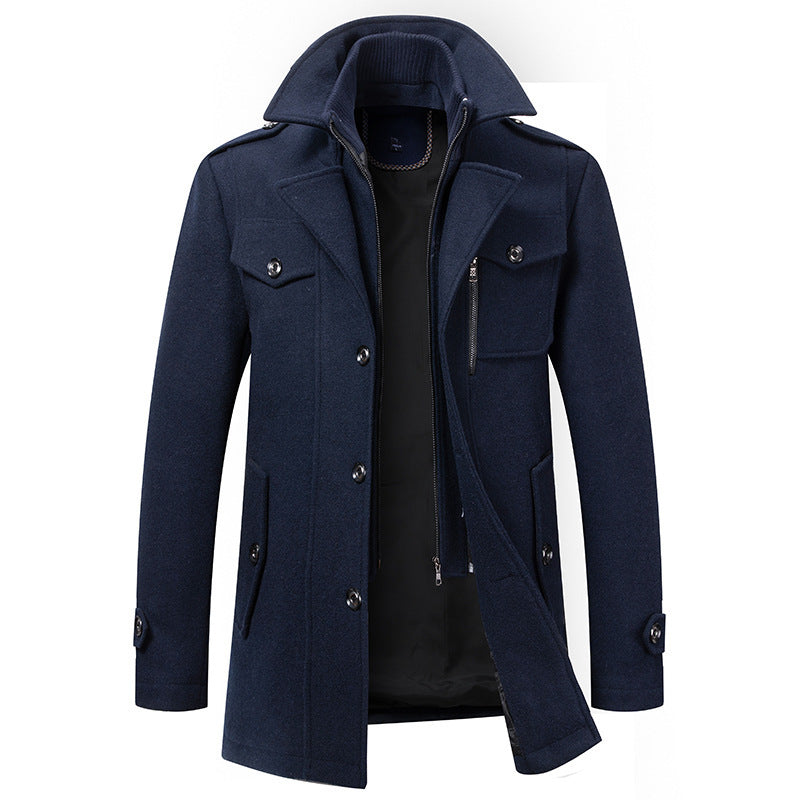 Winter Jacket - Men's Zip-Up Single Breasted Wool Jacket
