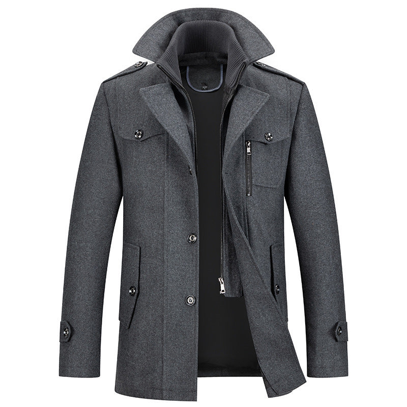Winter Jacket - Men's Zip-Up Single Breasted Wool Jacket-Winterjacken-Chaps of London-Gray-XS-Chaps of London