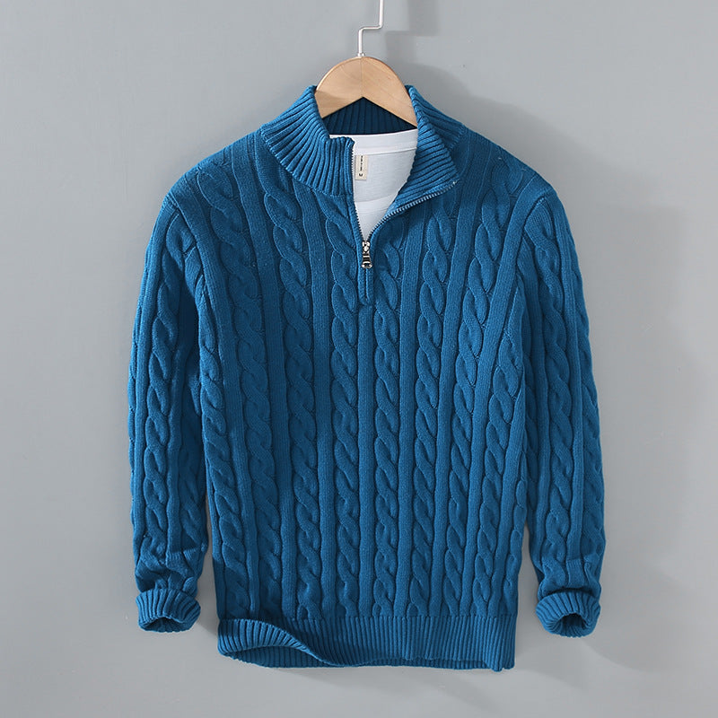 Mens Half Zip Sweater | Cable Knit | Quarter Zip | Half Zip Pullover | Mens Knitted Jumper