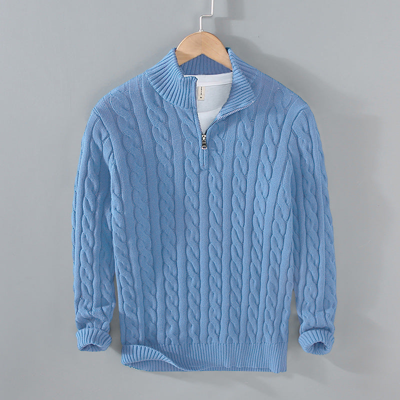 Mens Half Zip Sweater | Cable Knit | Quarter Zip | Half Zip Pullover | Mens Knitted Jumper