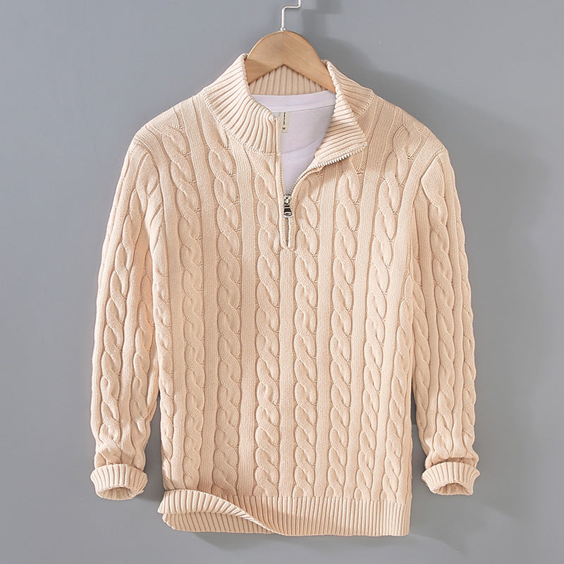 Mens Half Zip Sweater | Cable Knit | Quarter Zip | Half Zip Pullover | Mens Knitted Jumper